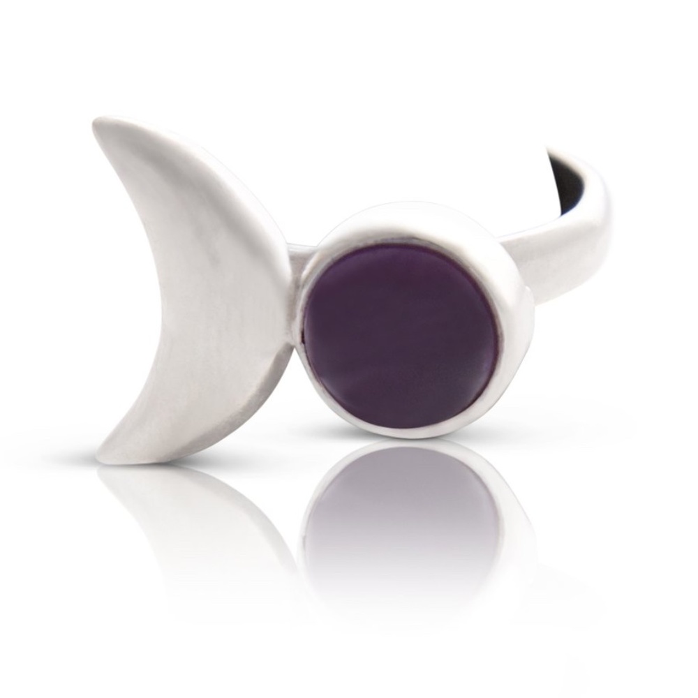 Silver amethyst moon ring